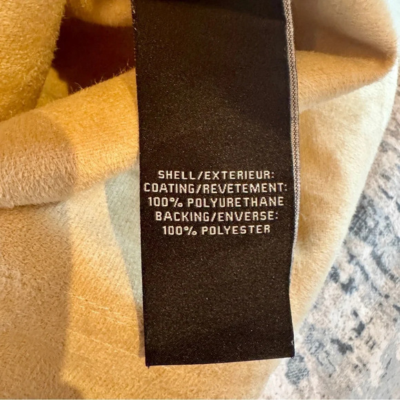 7 For All Mankind Button Up Shirt Size Medium Cream Faux Leather Oversized READ - Picture 11 of 12